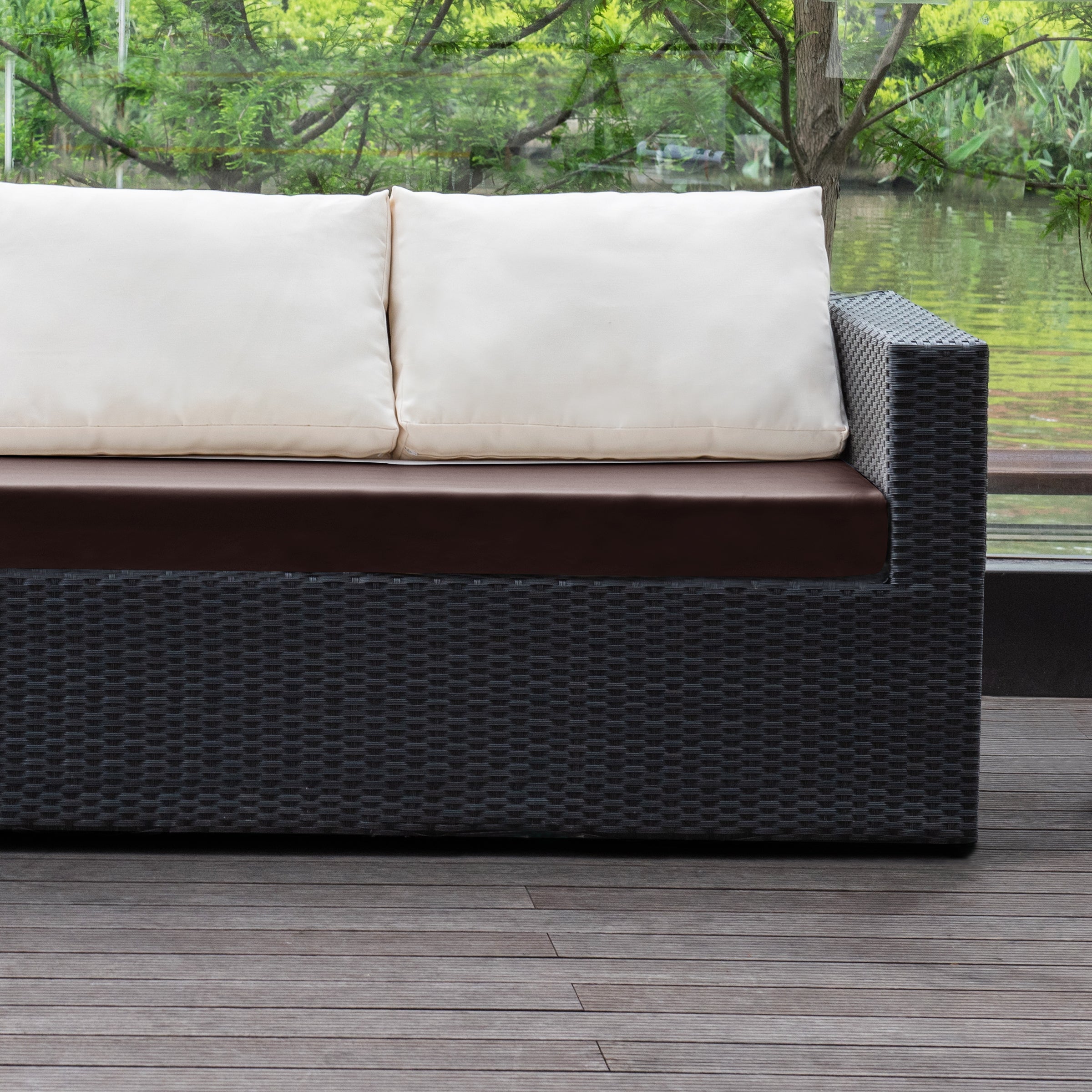 Subrtex Stretchy 1-piece PU Leather Seat Cushion Covers, Sofa, Chocolate