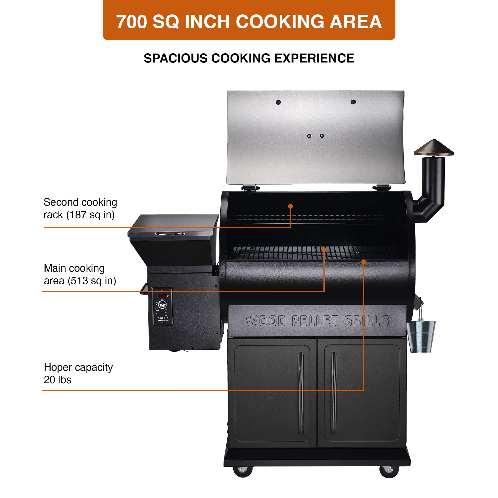 Grills ZPG-700E 697 sq. in. Pellet Grill & Smoker Stainless Steel