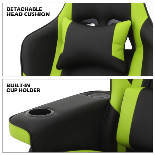 [PRO GAME]Computer Racing Chair Massage Recliner Swivel Seat w/Bluetooth Speaker