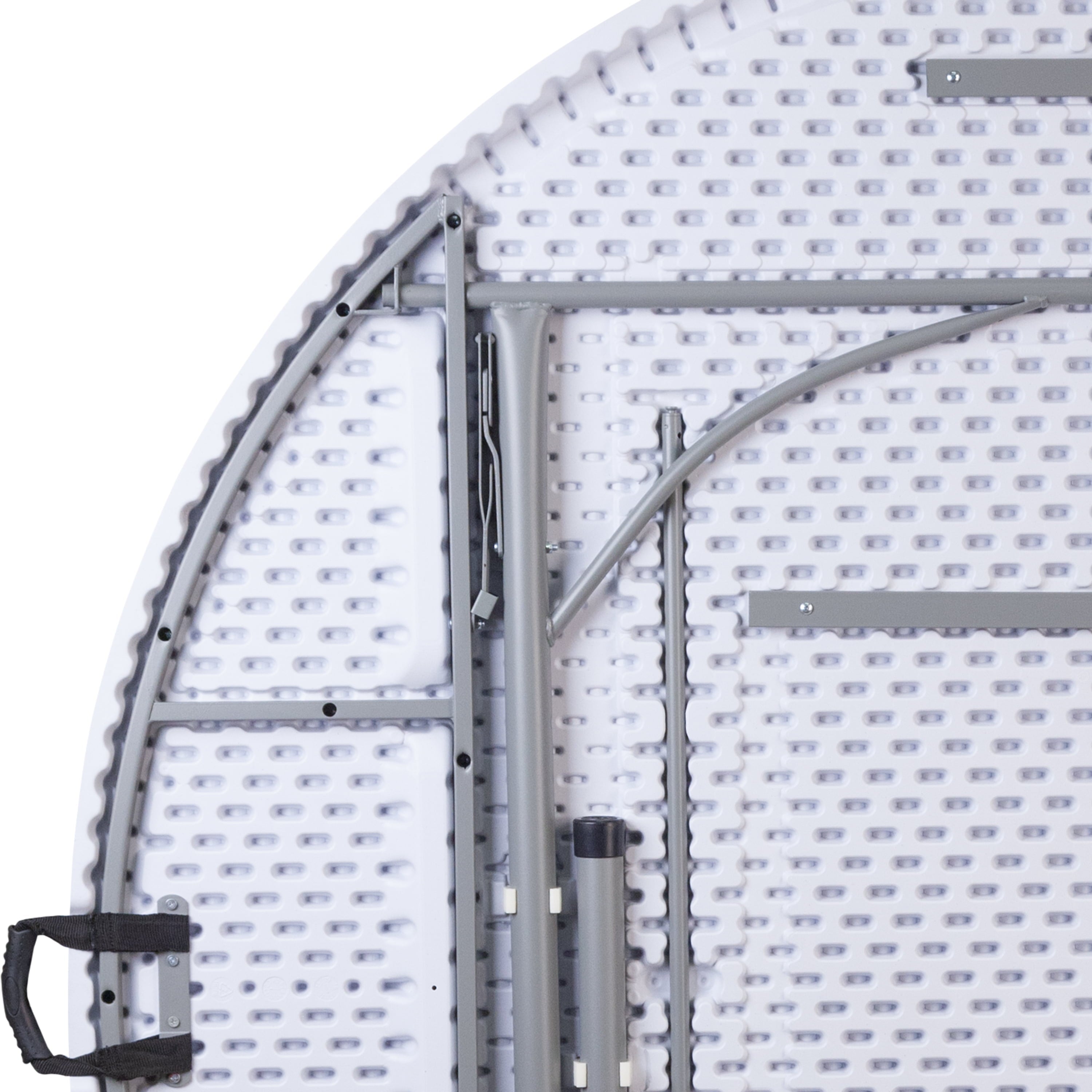 BizChair 5.89-Foot Round Bi-Fold Granite White Plastic Banquet and Event Folding Table with Carrying Handle