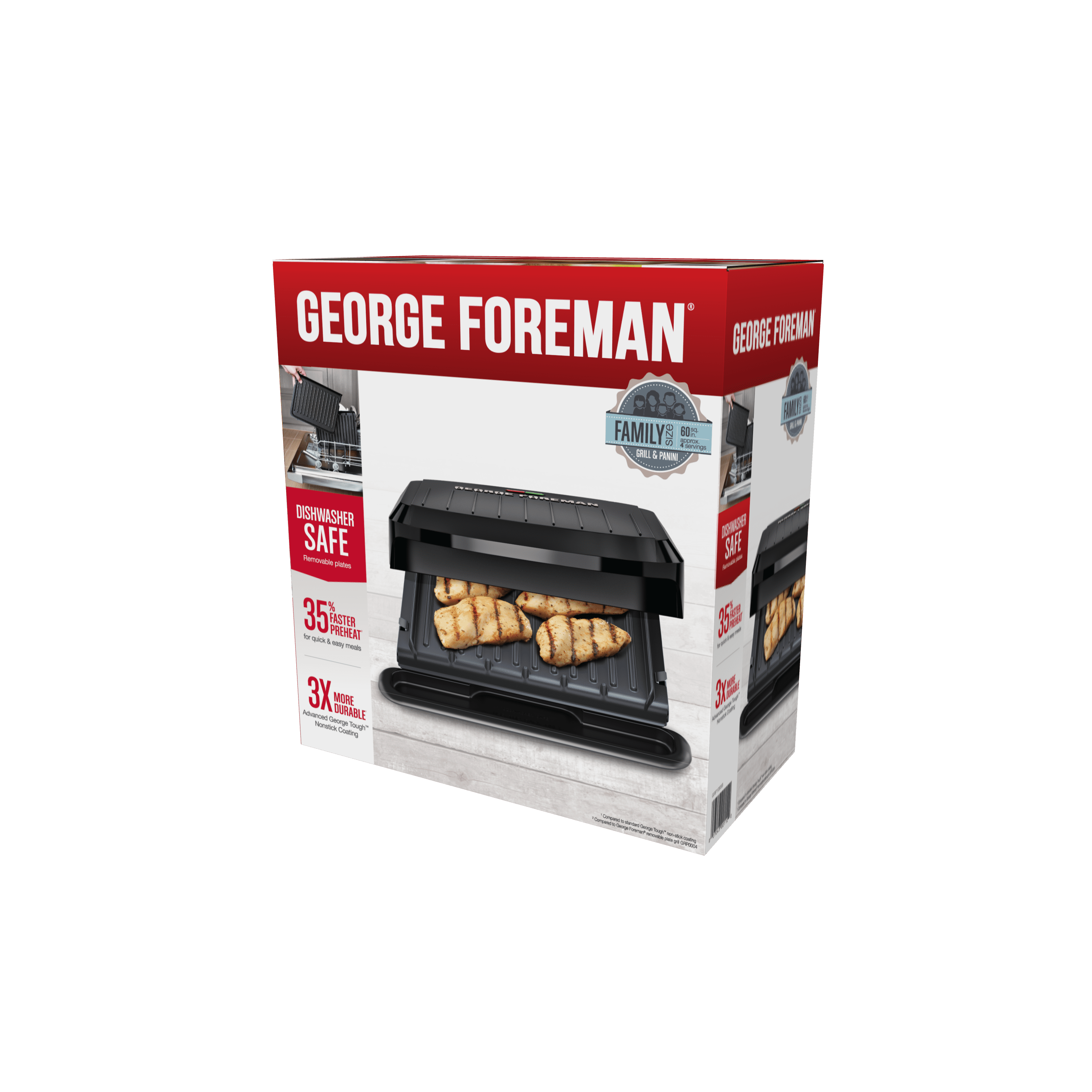 Foreman 4-Serving Removable Plate Grill and Panini, Black, GRP1065B