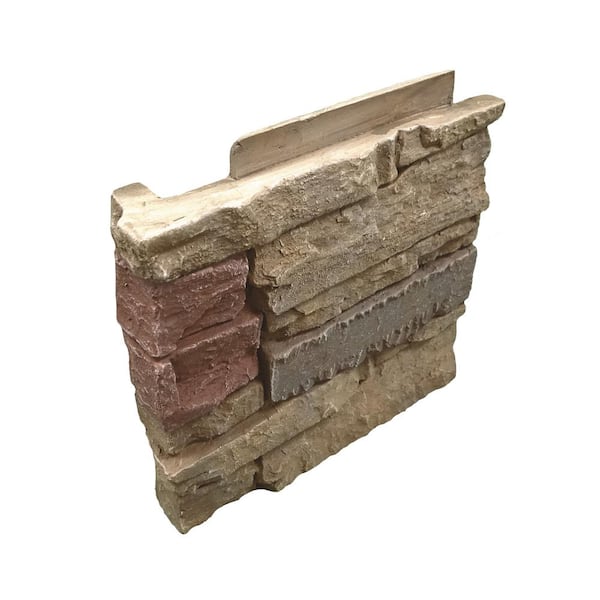Stacked Stone Desert Sunrise 12 in. x 1.375 in. x 12 in. Faux Stone Siding Left Corner Panel
