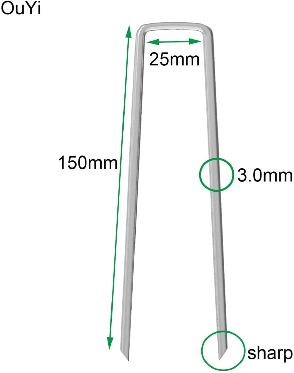 AAGUT 200 Pack 6 Inch Garden Stakes Galvanized Landscape Staples 11 Gauge Sod Pin GroundPegs_W200US