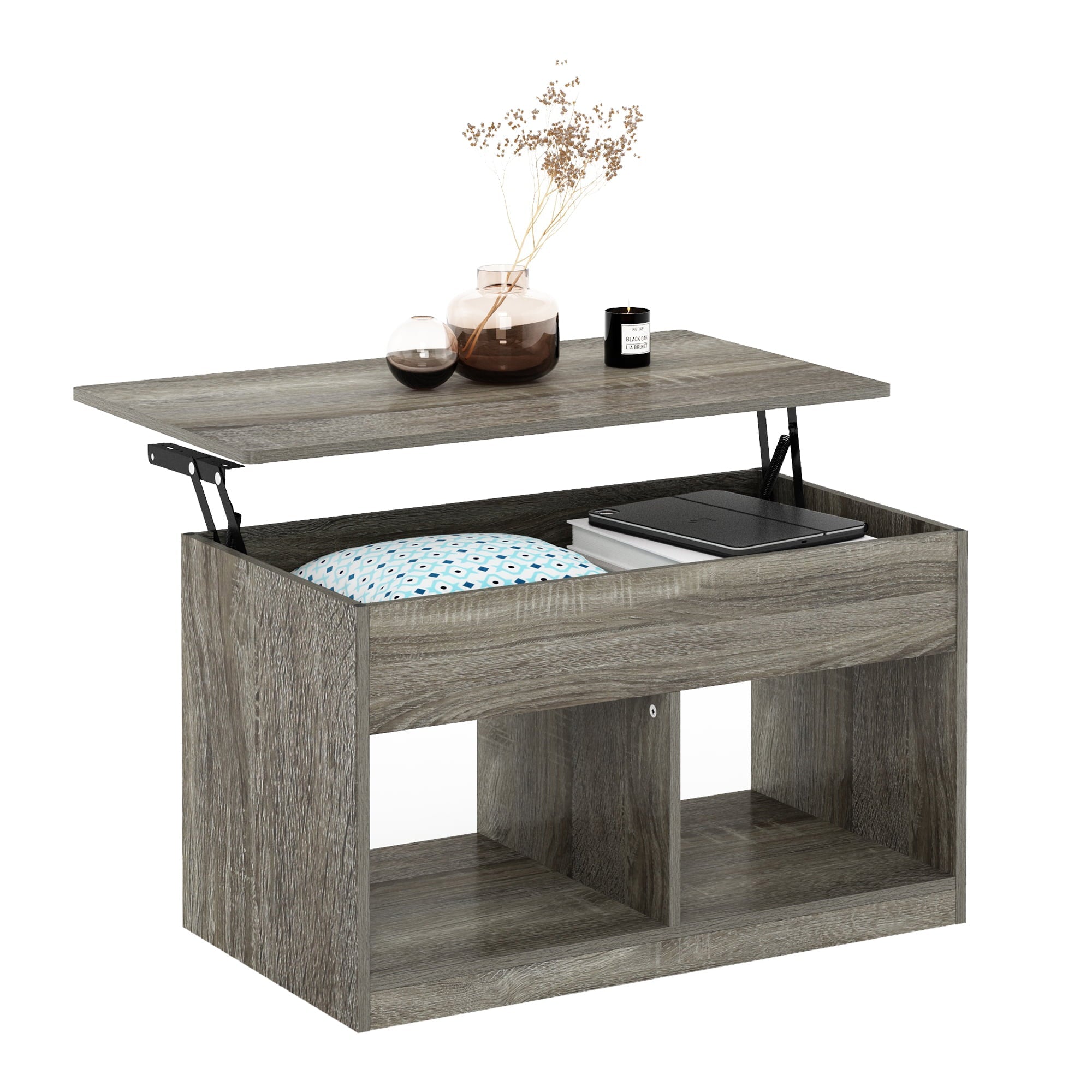 Furinno Jensen Lift Top Coffee Table, French Oak Grey