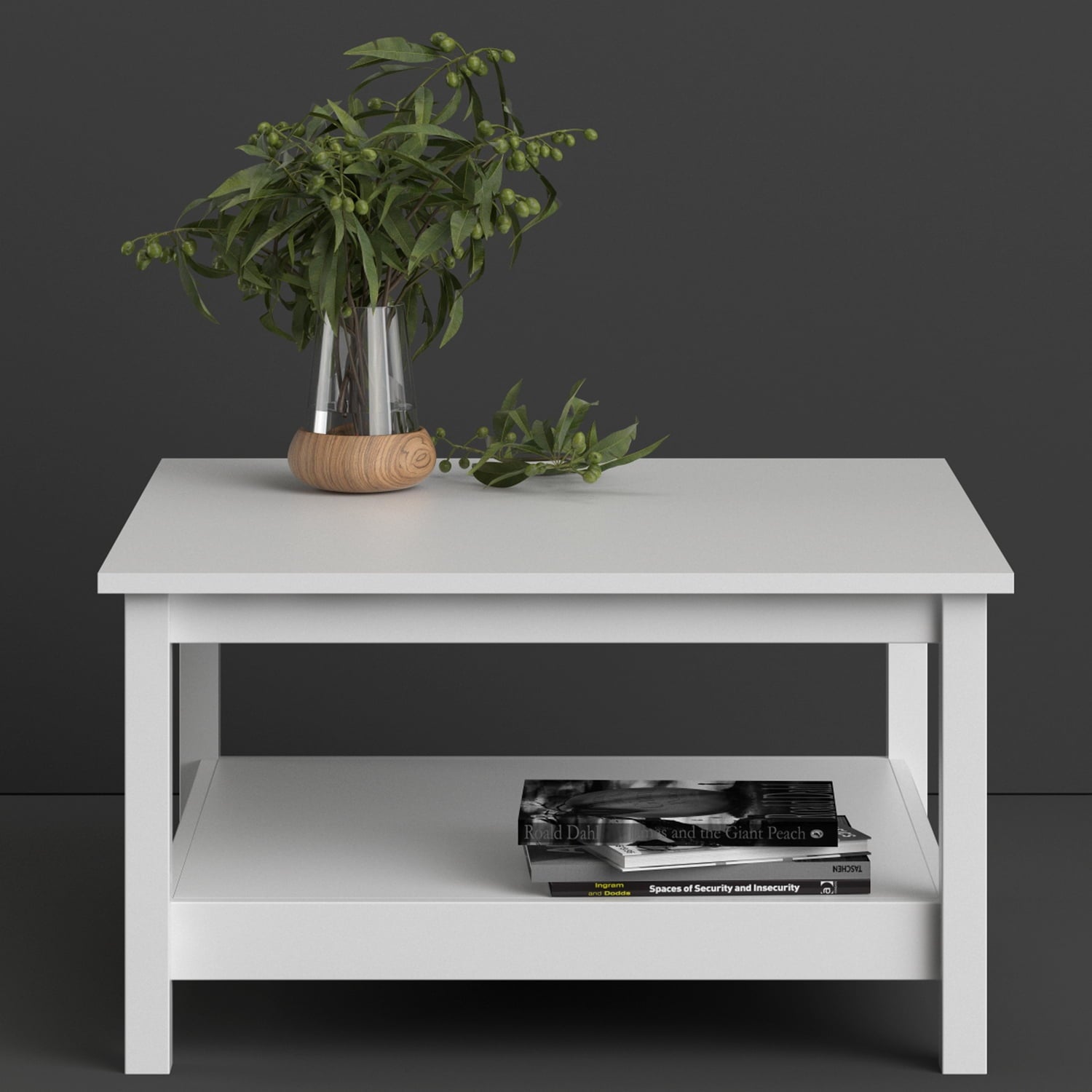 Madrid Coffee Table with an open fixed shelf, White