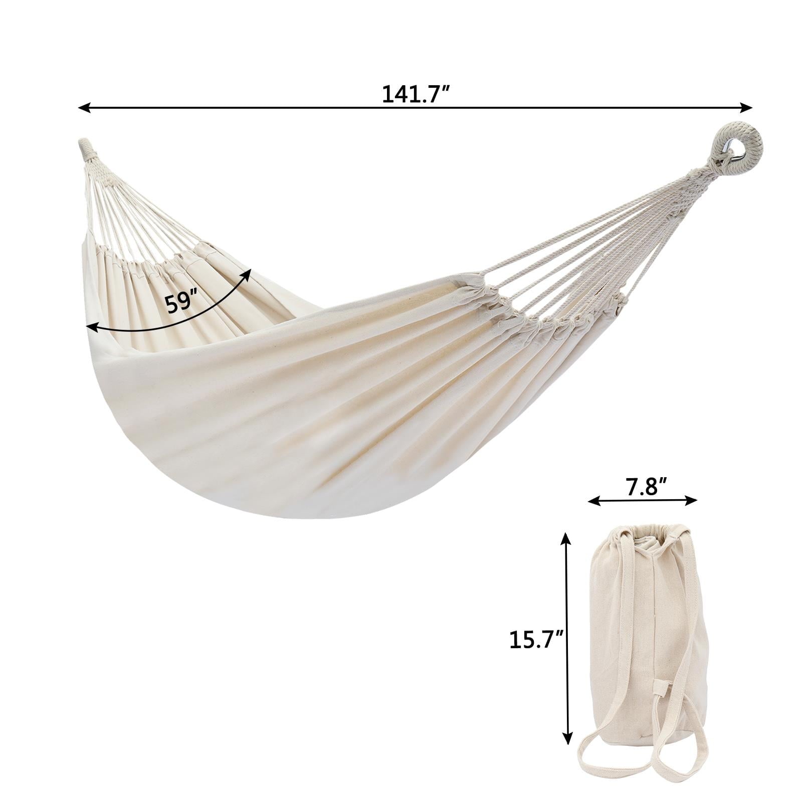 Winado Polyester Cotton Hammock, Natural Rope 200*150Cm,Beige