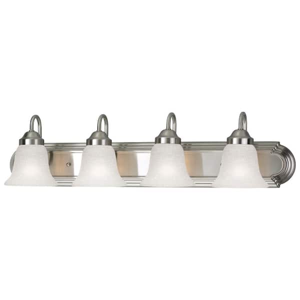 30 in. 4-Light Brushed Nickel Bathroom Vanity Light with Glass Shades