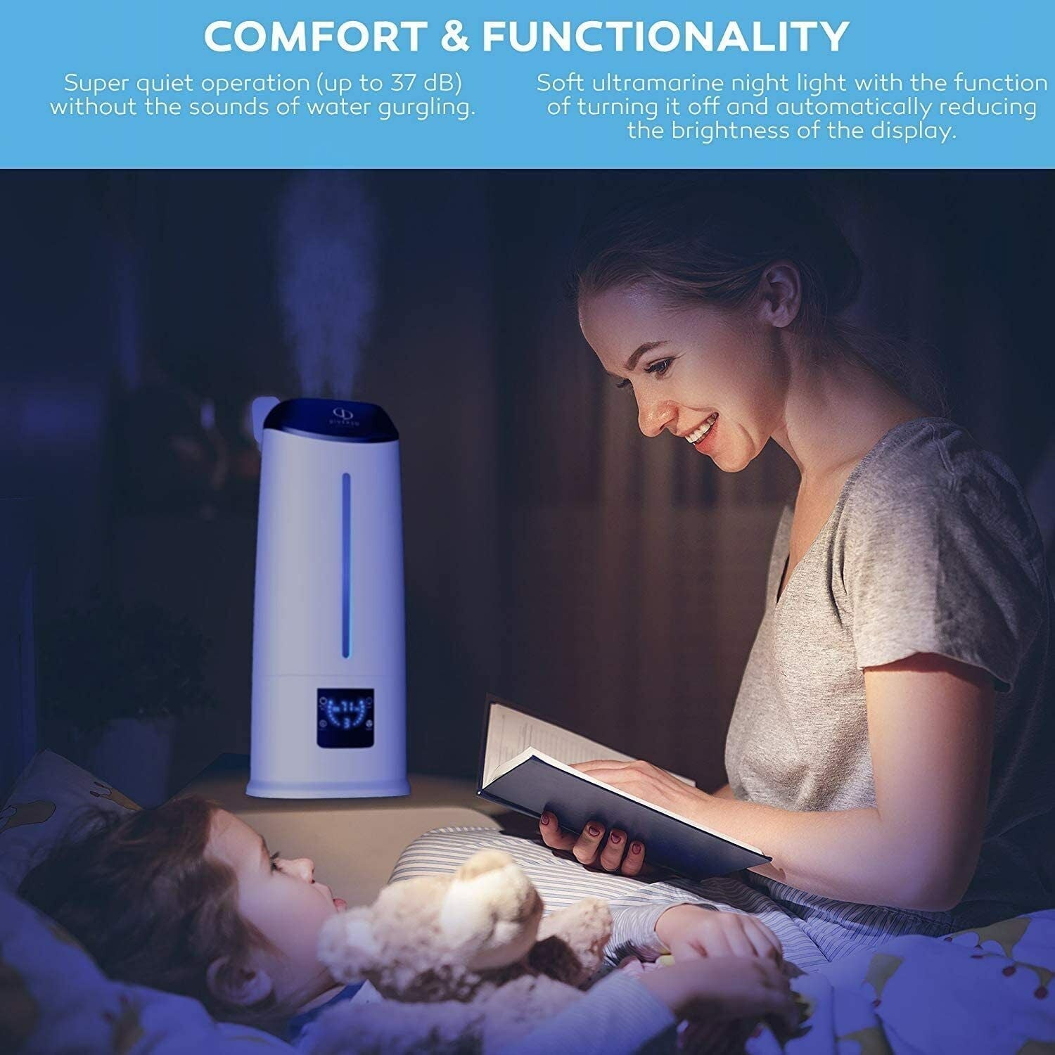 DIVERSO Cool Mist Humidifier with Remote Control and LED Display 1.59 Gallon
