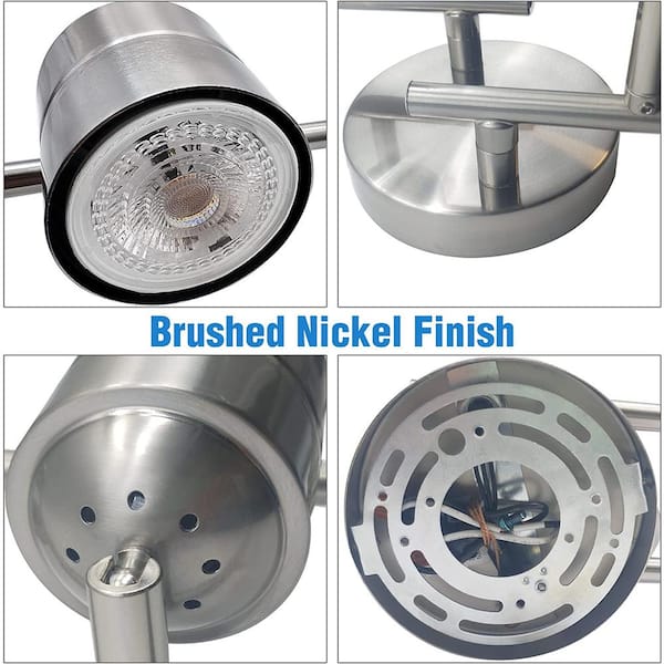 3.7 ft. 6-Light Brushed Nickle Hardwired Swivel Track Lighting Kit with Cylinder Head