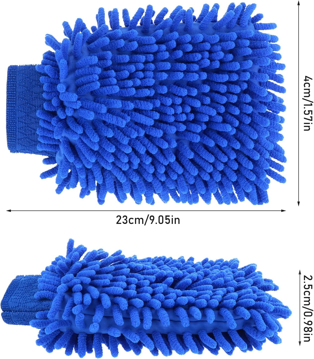 2 PCS Wash Cloths Car Cleaning Supplies Microfiber Towels Brush Wheel Detailing Kit Care Mitt Long Handle Sponge Interior Cleaner Drying Scratch Guard Shampoo Washing Wipes Weave Towel (blue)