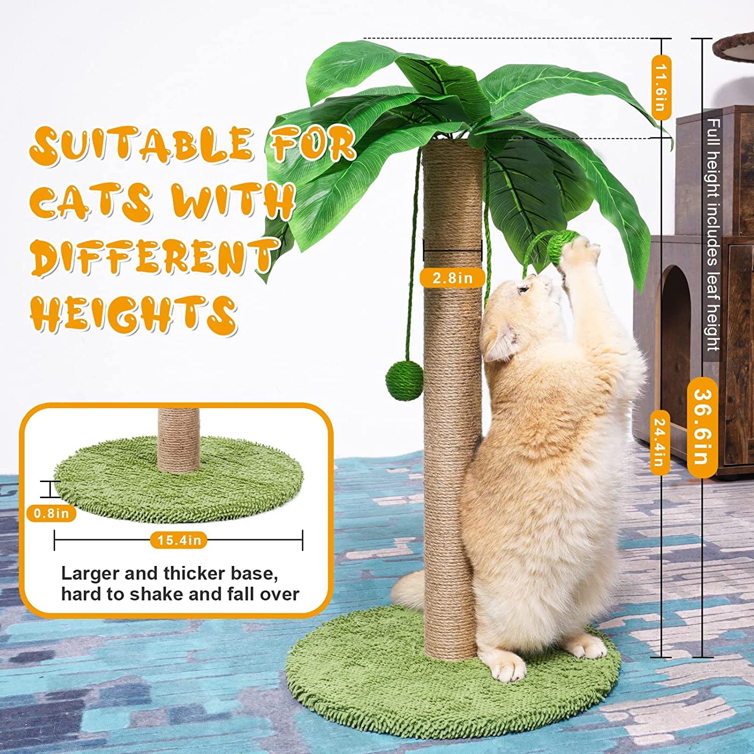 ZooZoo Cat Scratching Post 23 Inches - Coconut Tree