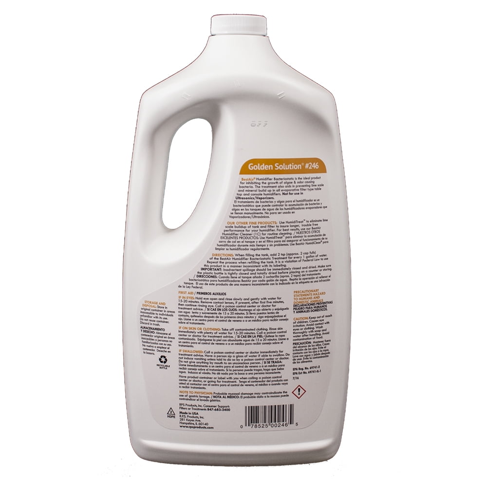 BestAir® 246 Golden Solutions Humidifier Bacteriostatic & Water Treatment Combo, 64 fl oz for Wick & Filter-Type Humidifiers