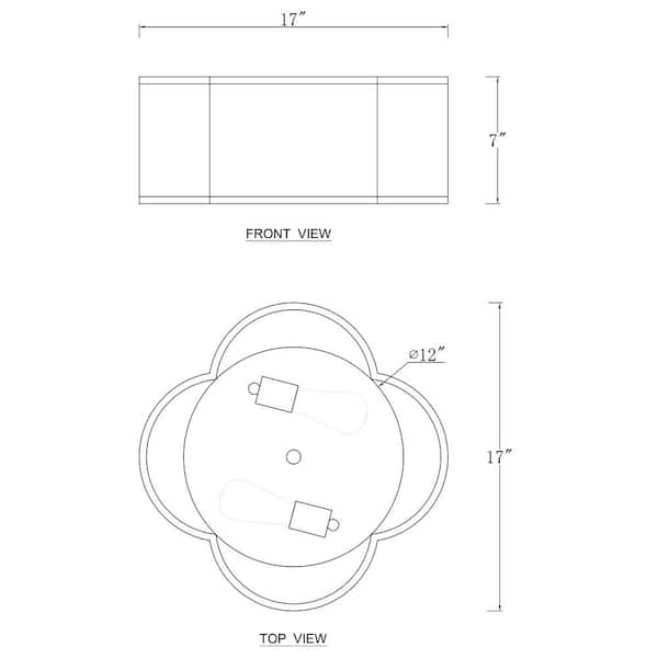 17 in. 2-Lights White Linen Flush Mount with Acrylic diffuser