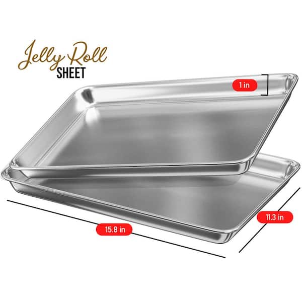 4-Pack Aluminum Jelly Roll Sheet Baking Pan, Steel Nonstick Cookie sheet, Size 15.8 in. x 11.3 in. x 1 in. (4-Piece Set)