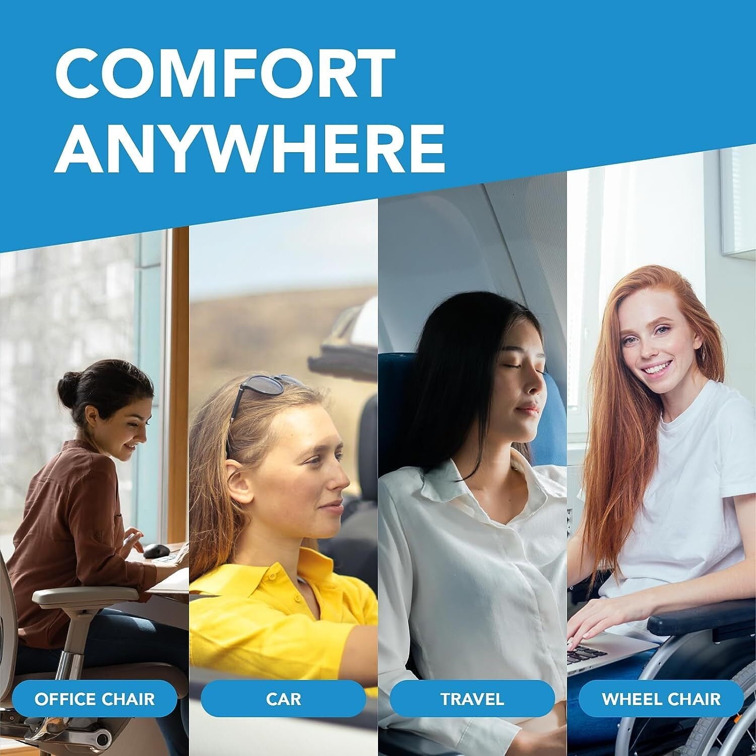 ORAKNIE Wedge Car Seat Cushion: Memory Foam Truck Seat Cushion for Car Seat Driver - Sciatica and Back Pain Relief for Drivers(Black)