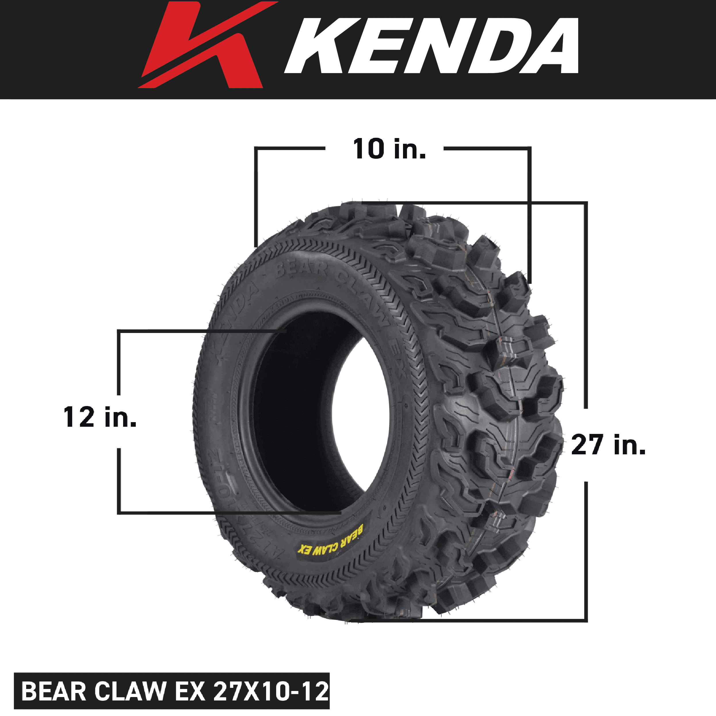 Kenda Bear Claw EX (2) 25x8-12 Front & (2) 25x11-10 Rear ATV 6 PLY Tires 4 Pack Set