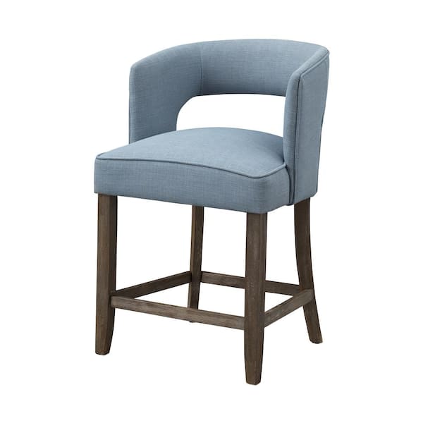 22.5 in. W x 23 in. D x 35.5 in. H Yukon Blue Upholstered Wood Counter Height Barstool