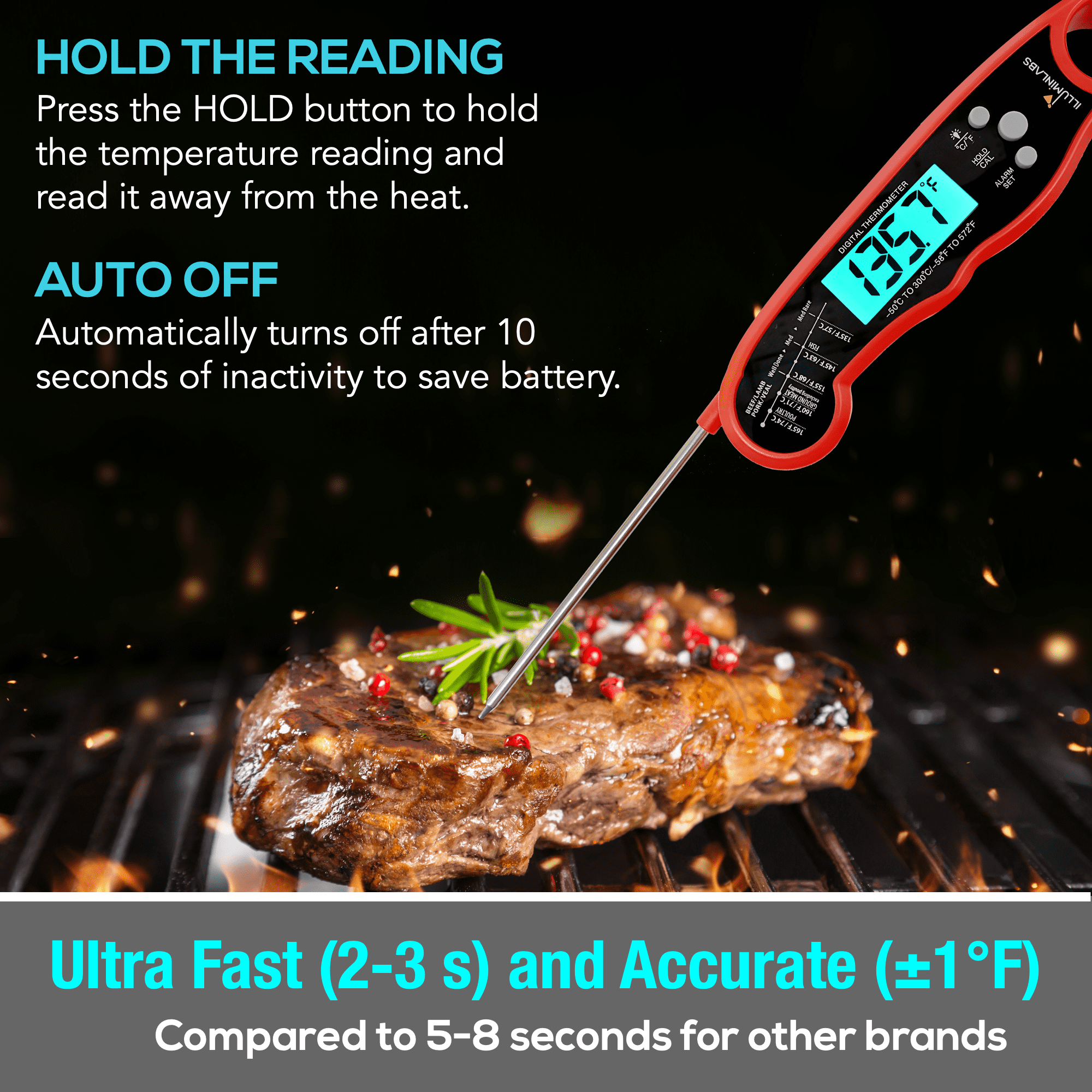 ComfiTime Dual Probe Meat Thermometer - Digital Food Thermometer with Alarm, for Cooking, Candy, Oven, Grill and Deep Fry. Accurate Instant Read or Stay-in-Oven Kitchen Thermometer, Pre-Calibrated