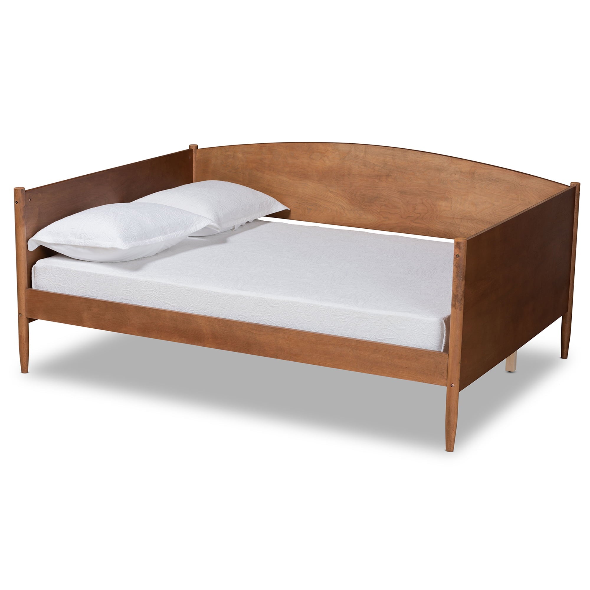 Baxton Studio Veles Mid-Century Wood Daybed, Full, Ash Walnut