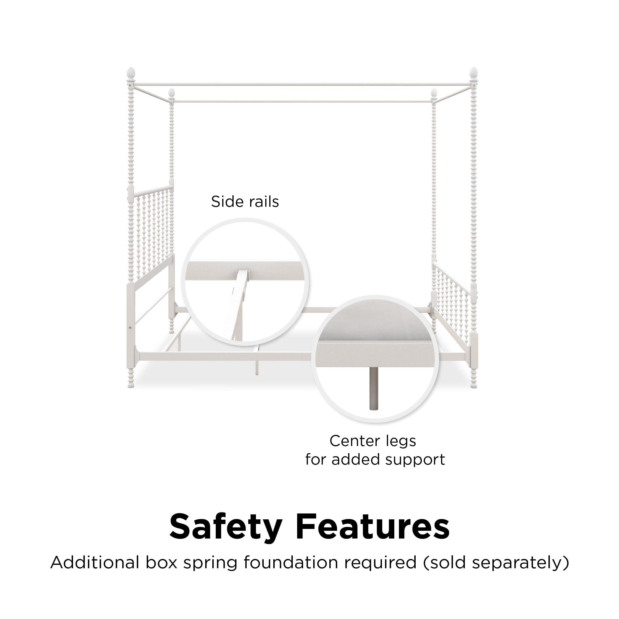 DHP Jenny Lind Queen Canopy Poster Bed Frame, White