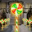 28inch Christmas Pathway Lights Outdoor Stop Sign 3PK 8 Lighting Modes Flickering Candy Marker Waterproof Outdoor Christmas Pathway Decor Light