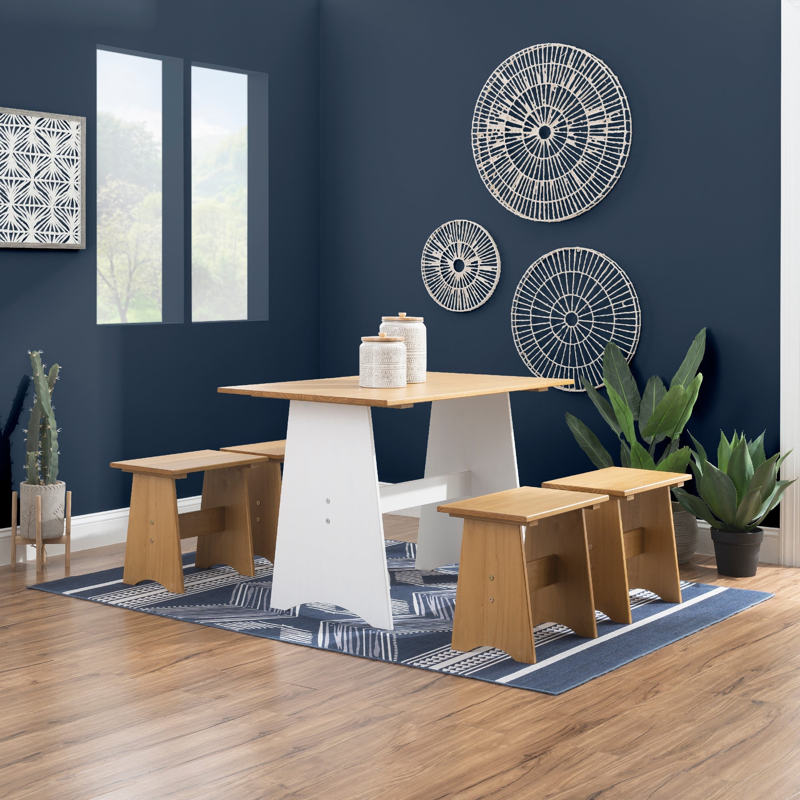 Linon Kasey Backless Dining Bench, Set of 2, Honey