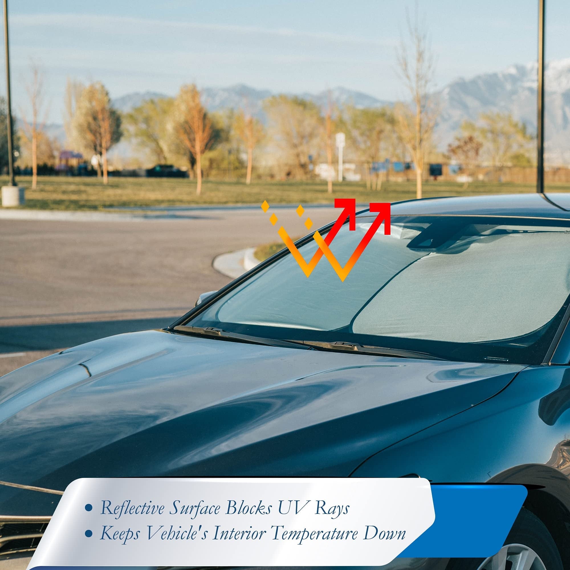 Enovoe Car Windshield Sunshade, Premium 230T, Heat Block, 31x28 in + Bonus Pouch