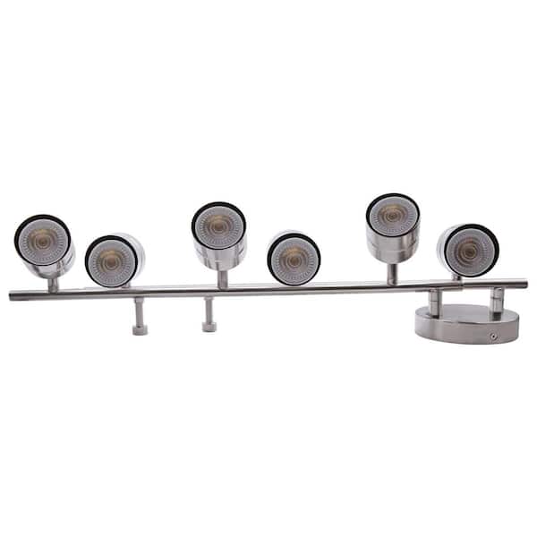 3.7 ft. 6-Light Brushed Nickle Hardwired Swivel Track Lighting Kit with Cylinder Head