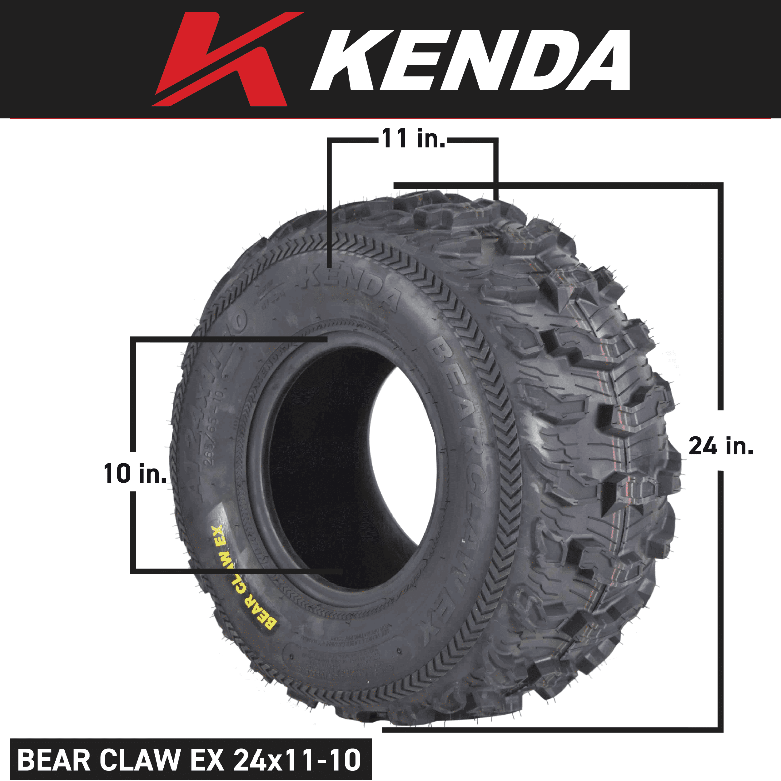 Kenda Bear Claw EX 24x11-10 Rear ATV 6 PLY Tires Bearclaw 24x11x10 - 2 Pack