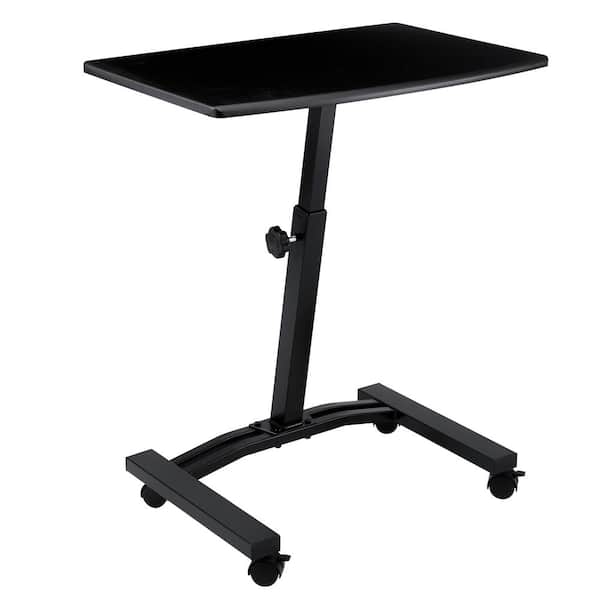 23.75 in. Solid-Top Black Mobile Laptop Desk with Adjustable Height
