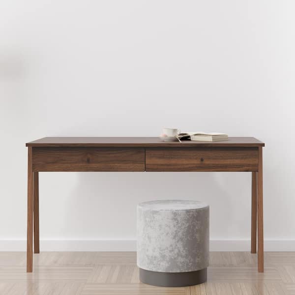 Hathaway 47.4 in. Walnut Writing Desk in Finished Wood