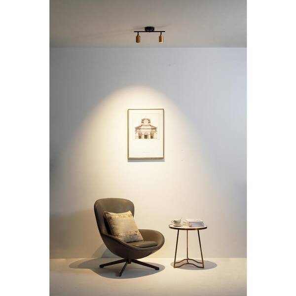 Modern 1 ft. 2 Head-Light, Gold, Integrated LED Fixed Track, Lighting Kit with Rotating Heads