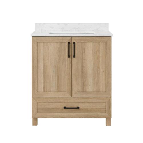 Glacier Bay Bathroom VanityTop 30"W Weathered Tan+White Cultured MarbleTop+1Sin<wbr/>k