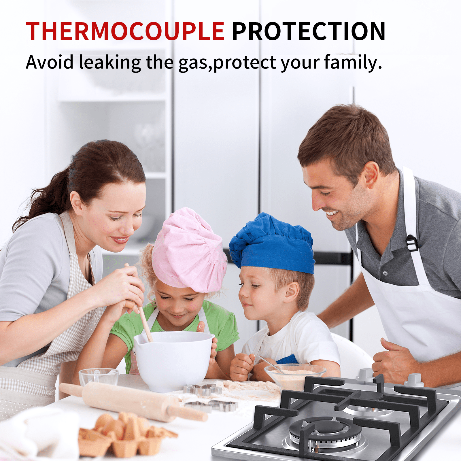 IsEasy Gas Cooktop, 12” 2 Burners Gas Hob, Stainless Steel Built-in Gas Hob Stove Top with NG/LPG Dual Fuel Conversion Kit