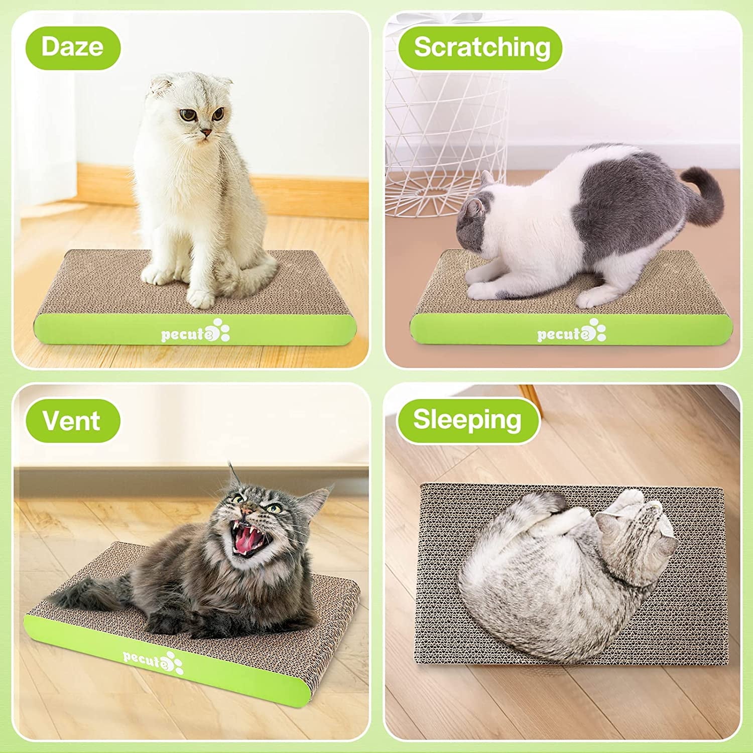 Pecute 2 Large Cat Scratcher Cardboard with Catnip, Cat Scratch Pad, 15.8
