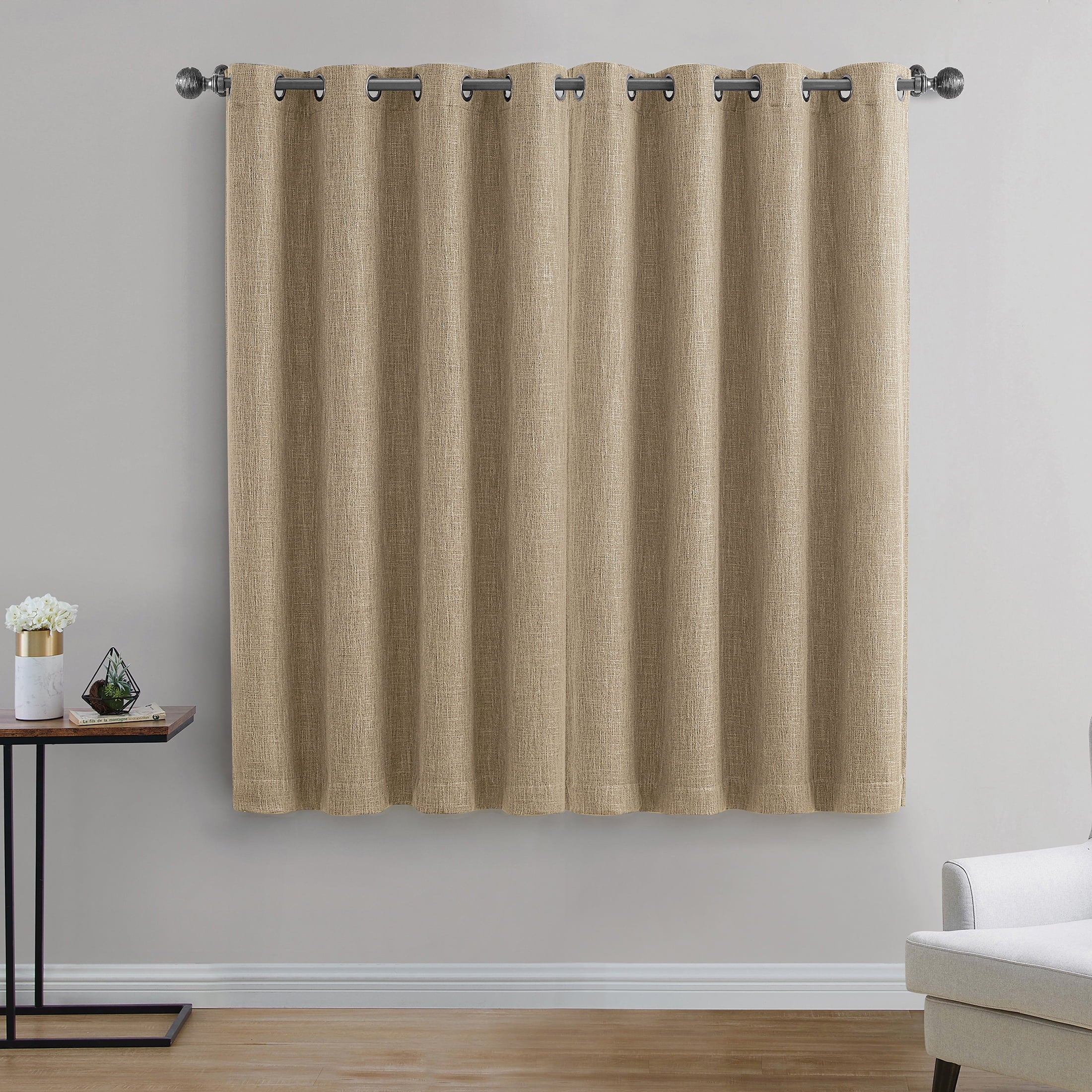 Tan Textured Woven Blackout Curtain Panel, Better Homes & Gardens, 50