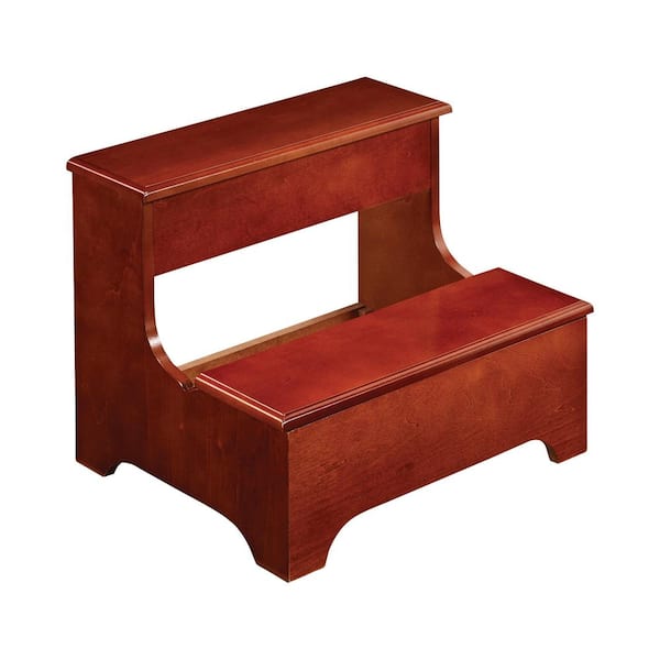 Lower Lift Top Storage Warm Brown Wood Step Stool