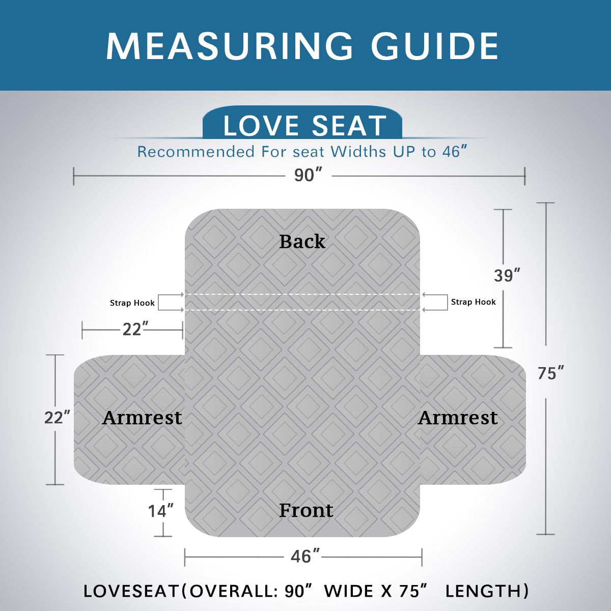 H.VERSAILTEX 1-Piece Reversible Quilted Loveseat Pet Cover Protector, Blue