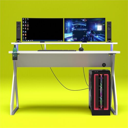 NTense Xtreme Gaming Desk with Riser in White