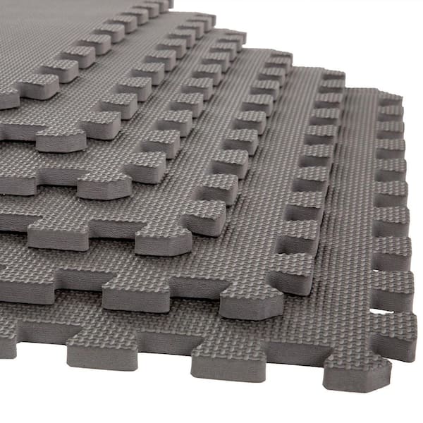 Gray 24 in. W x 24 in. L x 0.5 in. T Foam Interlocking Floor Mat Tiles for Home Gym (24 sq. ft.) (6-Pack)