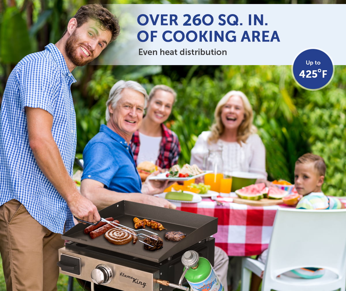 Top Portable Propane Cast Iron Grill Griddle Tabletop for Camping & Tailgating