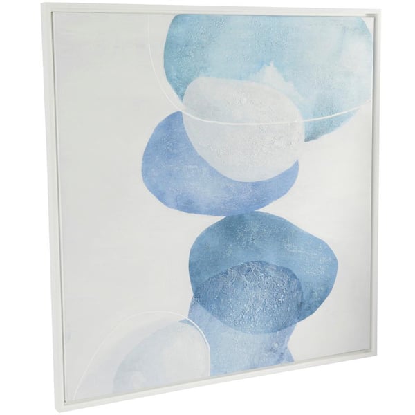 1- Panel Abstract Overlapping Circle Framed Wall Art with White Frame 37 in. x 37 in.