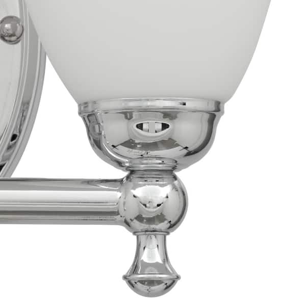Solomone 13.4 in. 2-Light Polished Chrome Bathroom Vanity Light Fixture with Opal Glass Shades