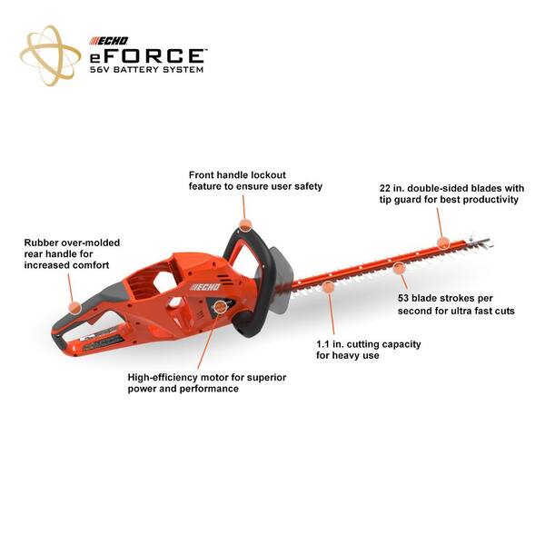 eFORCE 22 in. 56V Cordless Battery Hedge Trimmer (Tool Only)