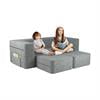 Wanan Kids Couch with Two Ottoman, Toddler Couch Sofa for Kids, Modular Kids Sofa Couch with Washable Covers, Play Couch Foldable Loveseat, Kids Fold Out Couch Lounger (Gray)