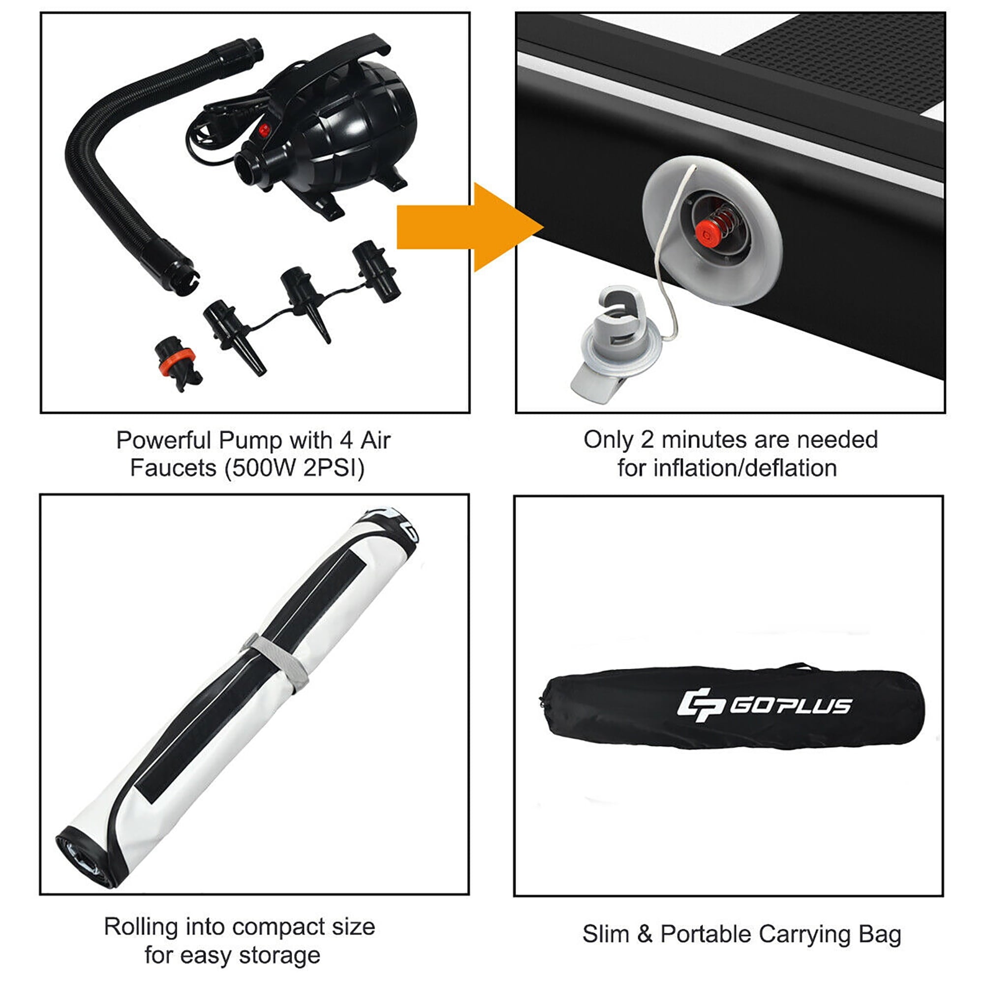 Goplus 13FT Air Track Inflatable Gymnastics Tumbling Mat w/ Pump Black