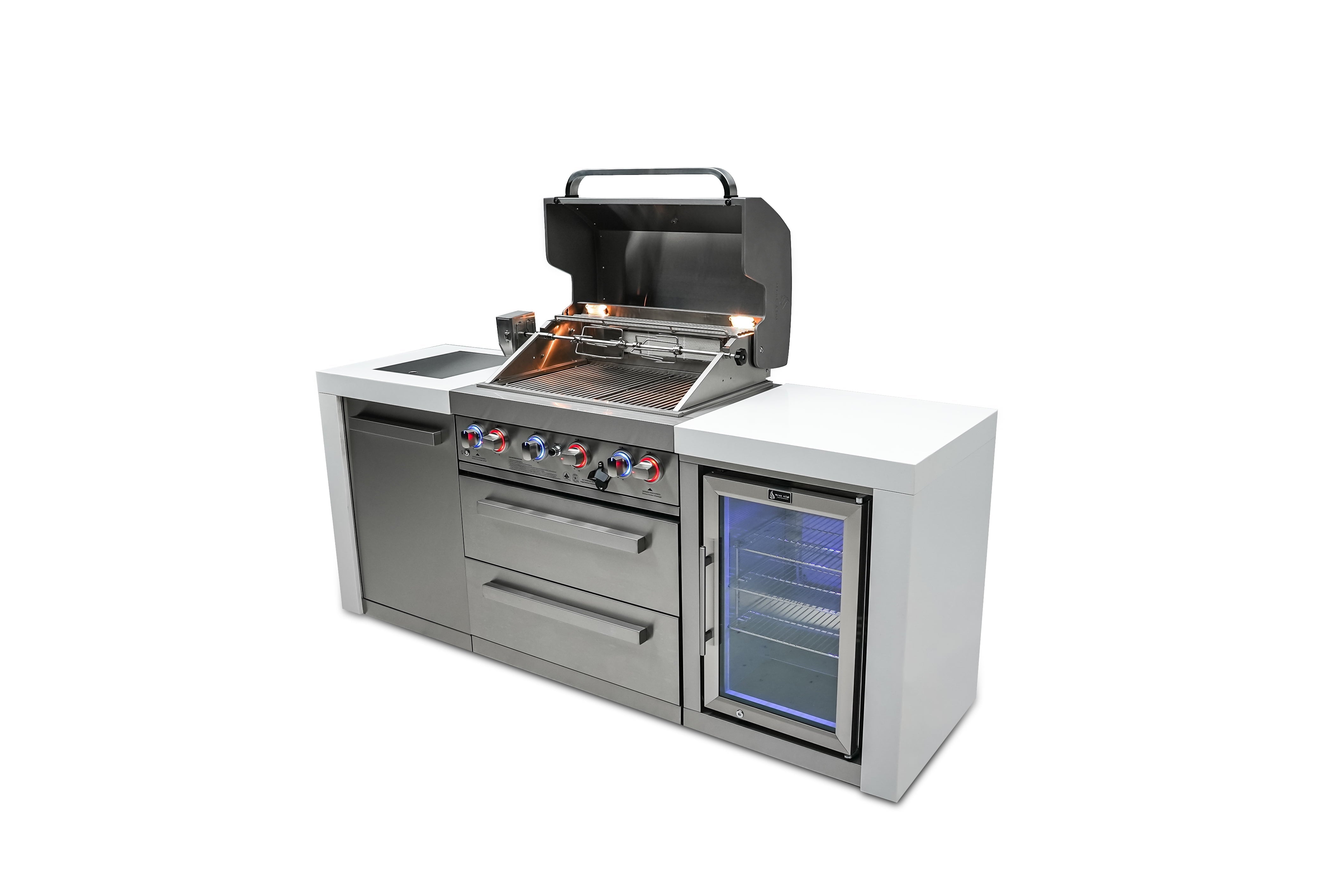 Mont Alpi 400 deluxe island with fridge cabinet