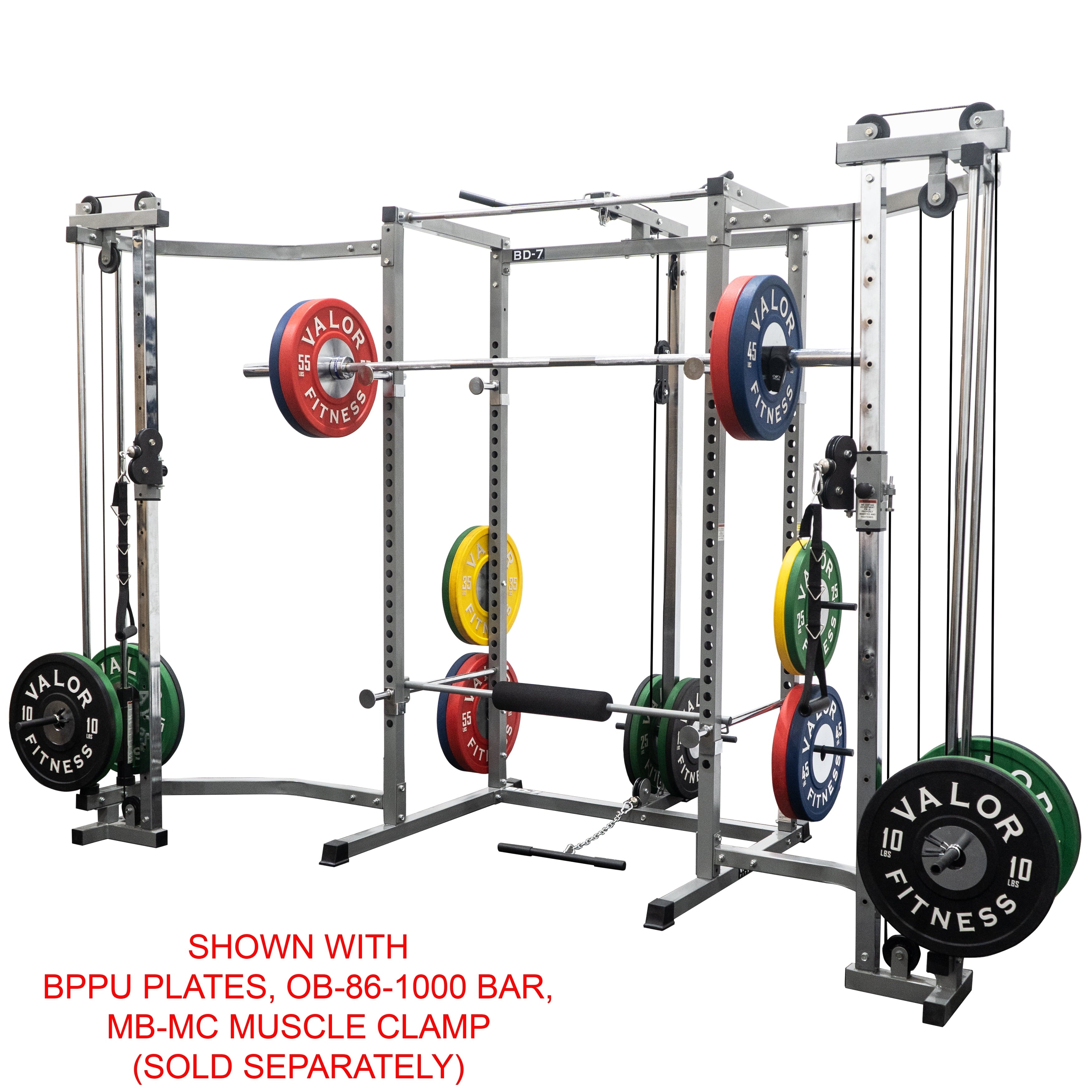 BD-7BCC Power Rack with Lat Pull & Cable Crossover Attachments