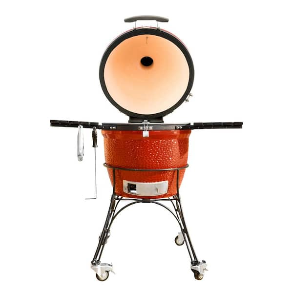 Classic Joe II 18 in. Charcoal Grill in Red with Cart, Side Shelves, Grate Gripper, and Ash Tool