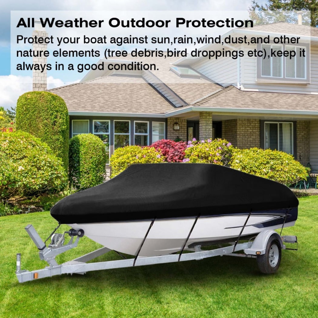 Boat Cover, Heavy Duty Waterproof Trailerable Boat Cover for V-Hull, TRI-Hull, Runabout Boat, Pro-Style Bass Boats, Fits up to 17-19ft Long and 96 in Wide